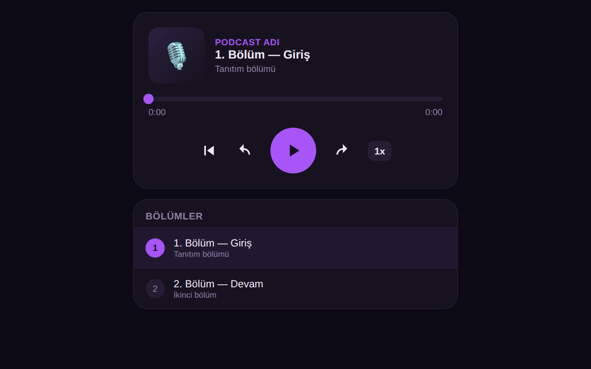 Podcast / Bölümlü Player